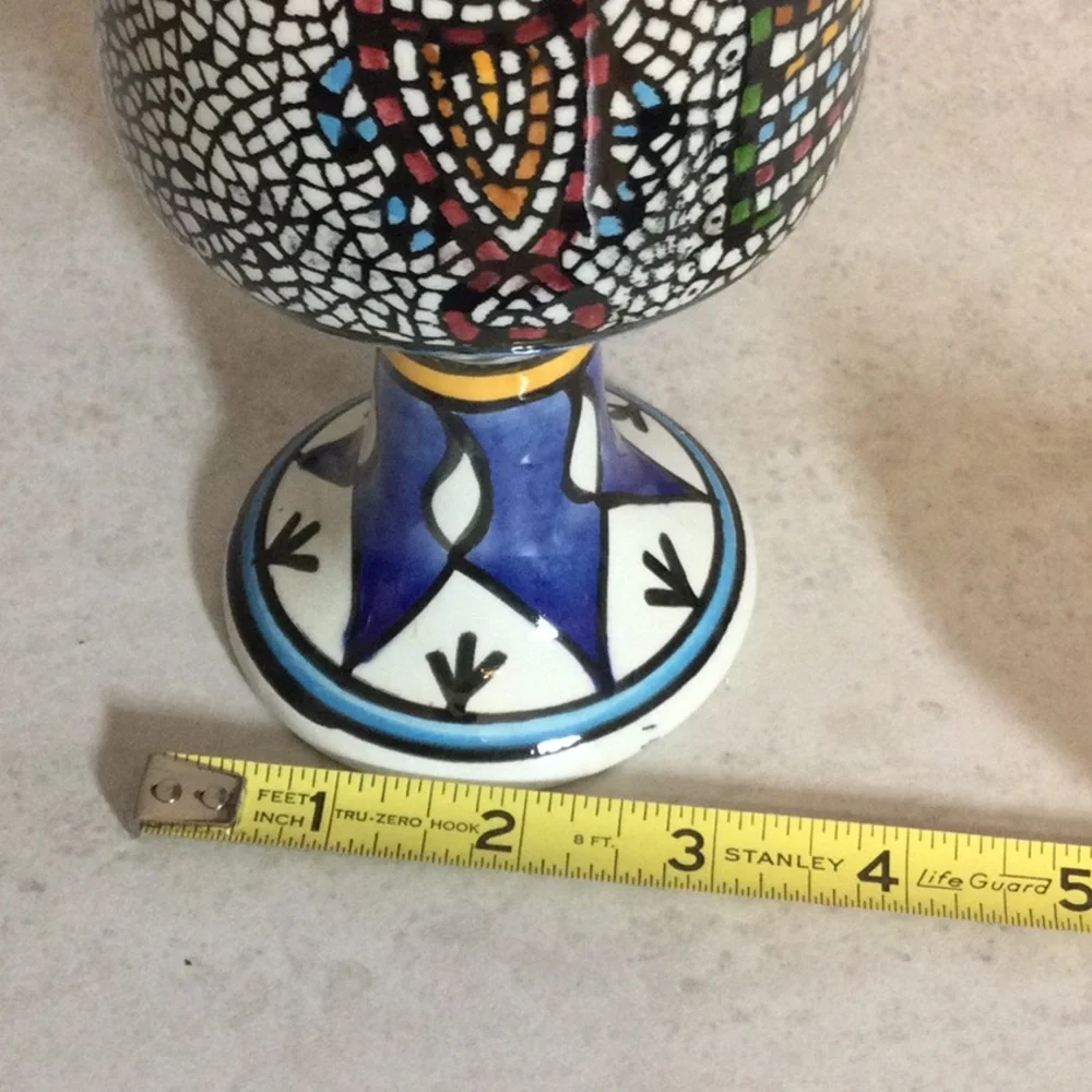 NWT Israel Hand-Painted Mosaic Loaves and Fishes Ceramic Goblet